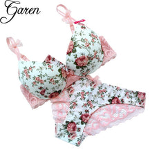 Load image into Gallery viewer, Famous Brand Sexy High Quality Women Print Bra set Silk Lace Flower Push up Big size