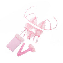 Load image into Gallery viewer, 4 Pcs Bra Set Lingerie Drop A B C CUP Brand Women Lace Sexy Open Bra Sleepwear