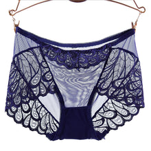 Load image into Gallery viewer, Peacock Lace Panties Women Transparent