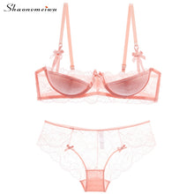 Load image into Gallery viewer, shaonvmeiwu Sexy lace thin cotton lingerie bra set