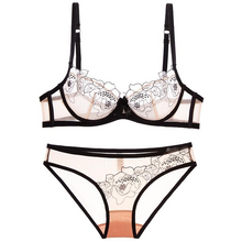 Load image into Gallery viewer, Shaonvmeiwu Ultra-thin gauze sexy embroidery lace bra lingerie suit