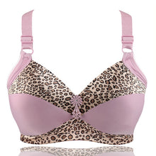 Load image into Gallery viewer, Women's Plus Size Bra Leopard Print Wire Free Bras Push Up