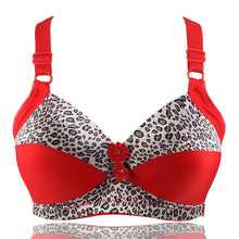 Load image into Gallery viewer, Women's Plus Size Bra Leopard Print Wire Free Bras Push Up